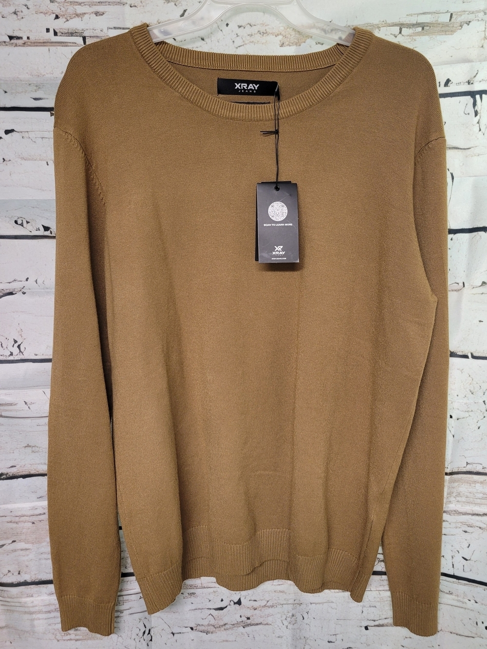 XRAY Jeans Men's Crew Neck Knit Sweater British Khaki 3XL With Tags
